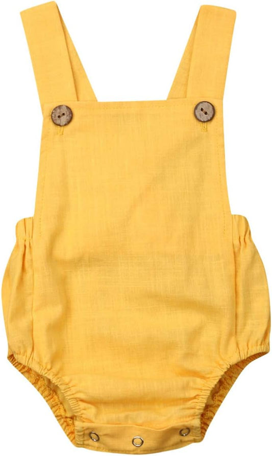 Newborn Baby 1 Piece Summer Romper Baby Girl Boy Solid Color Jumpsuit Sleeveless Backless Overalls Outfits