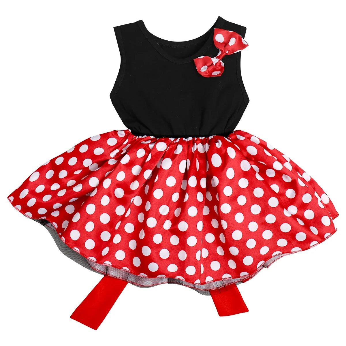 Toddler Baby Girl Polka Dots Princess Costume Birthday Party Fancy Dress up Halloween Cosplay Mouse Ears Dance Outfits for Child 4-5 Years Red + Black