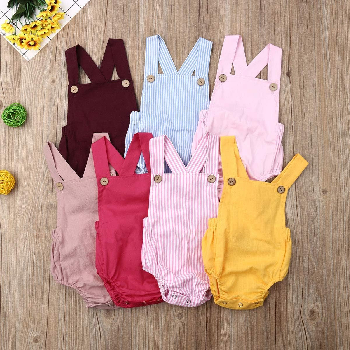 Newborn Baby 1 Piece Summer Romper Baby Girl Boy Solid Color Jumpsuit Sleeveless Backless Overalls Outfits