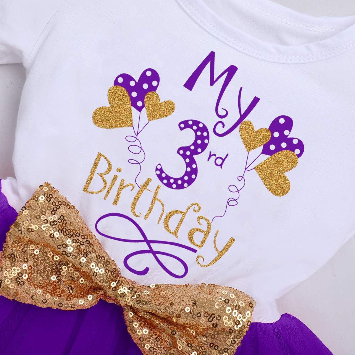 Baby Girls Newborn It'S My 1St/2Nd Birthday Cake Smash Shinny Printed Sequin Bow Tutu Princess Dress